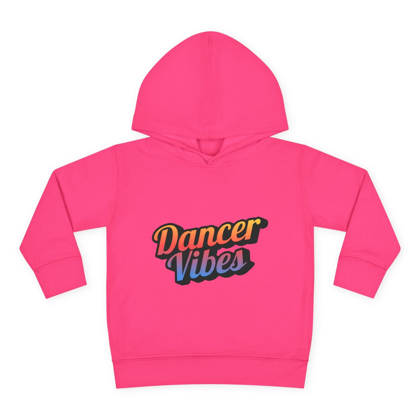 "Dancer Vibes" Toddler Pullover Hoodie – Colorful Dance-Themed Text Graphic Fleece Sweatshirt for Kids