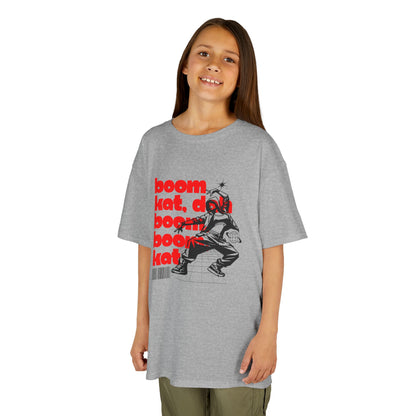 “Boom Kat Youth Short Sleeve Dance T-Shirt – Bold Streetwear-Inspired Graphic Tee for Kids