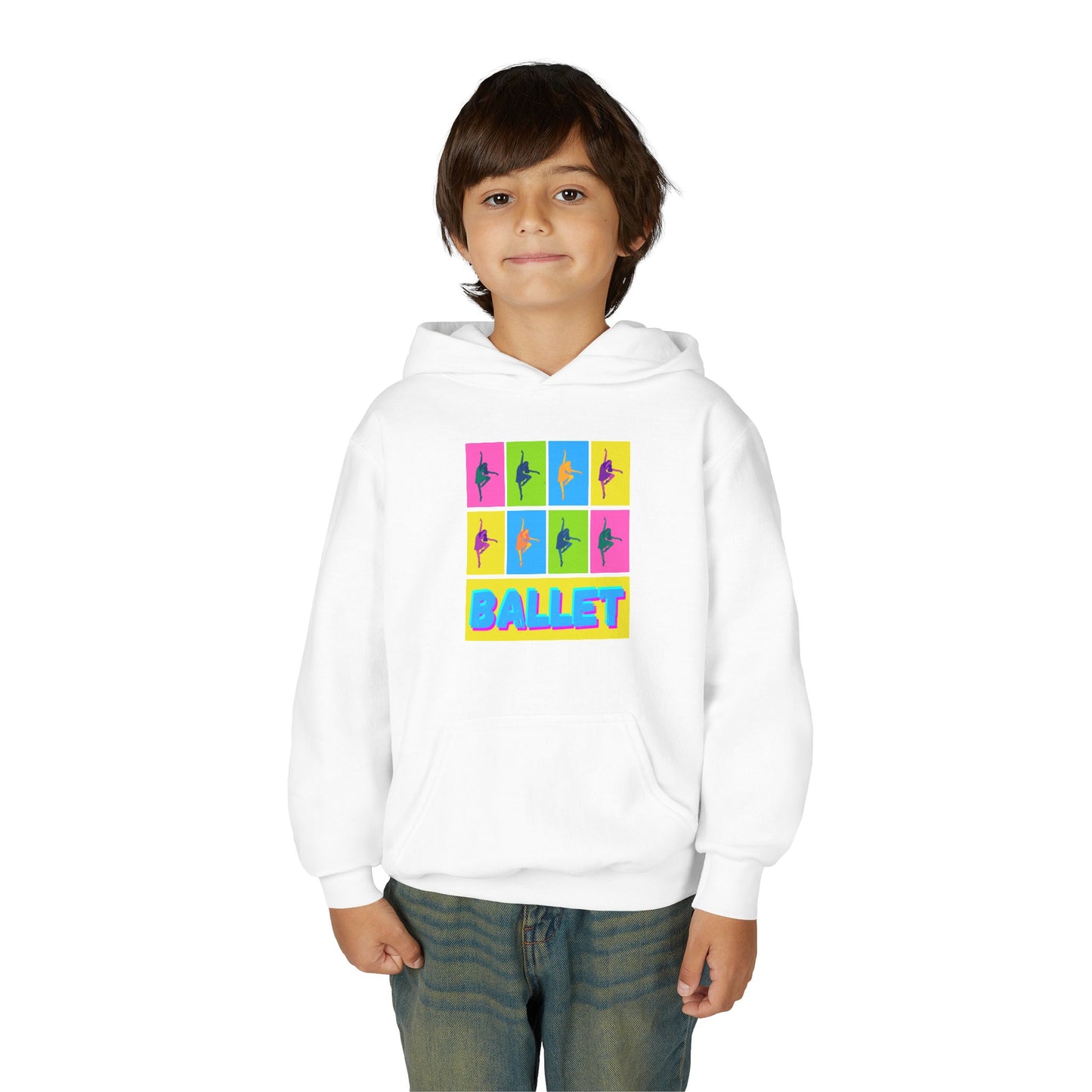 “Ballet” Pop Art Inspired Design with Ballet Dancer Graphics | Streetwear Ballet Hoodie for Kids & Young Dance Enthusiasts | Unisex Youth Hoodie