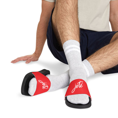 MEN'S SIZES - “Jeté” Official Logo Dance -Inspired Custom Footwear | Men’s Sandal Slides with Removable Straps