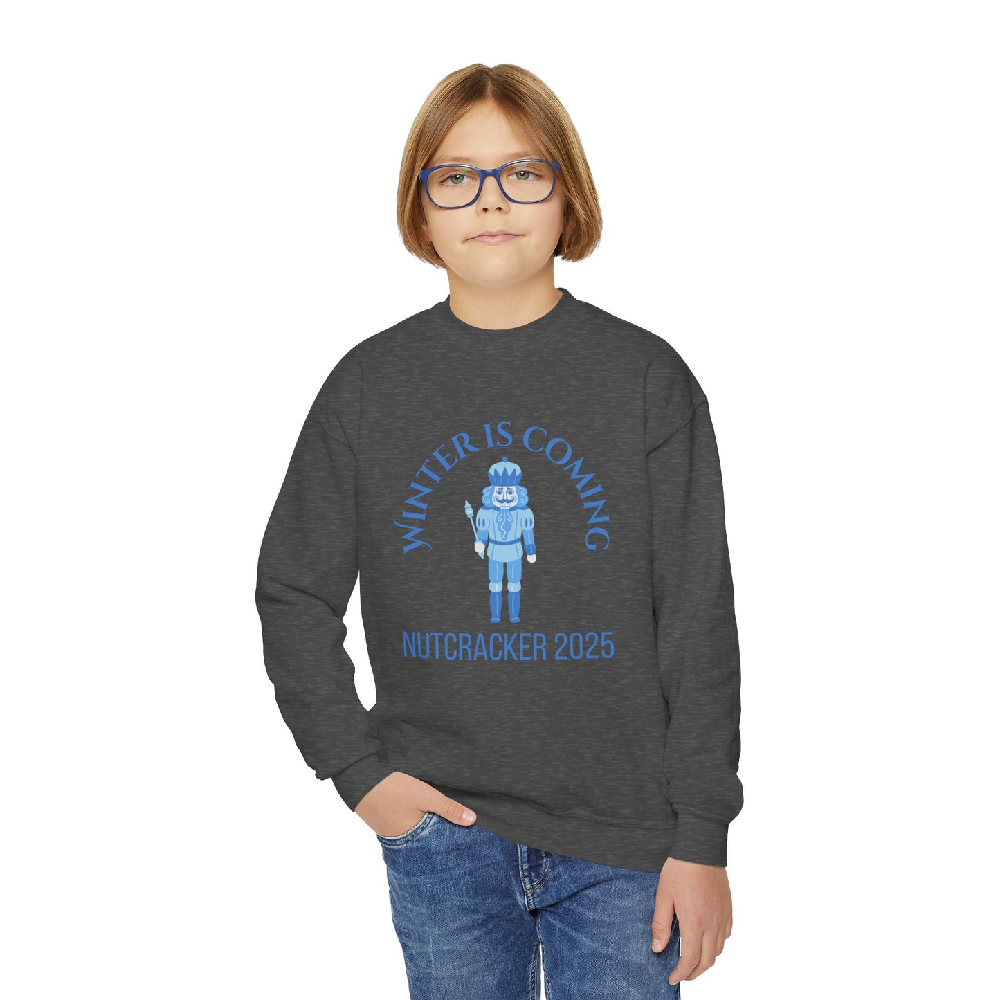 “Winter Is Coming Nutcracker 2025” Sweatshirt – YOUTH Crewneck | Holiday Dance Sweatshirt for Ballet Dancers
