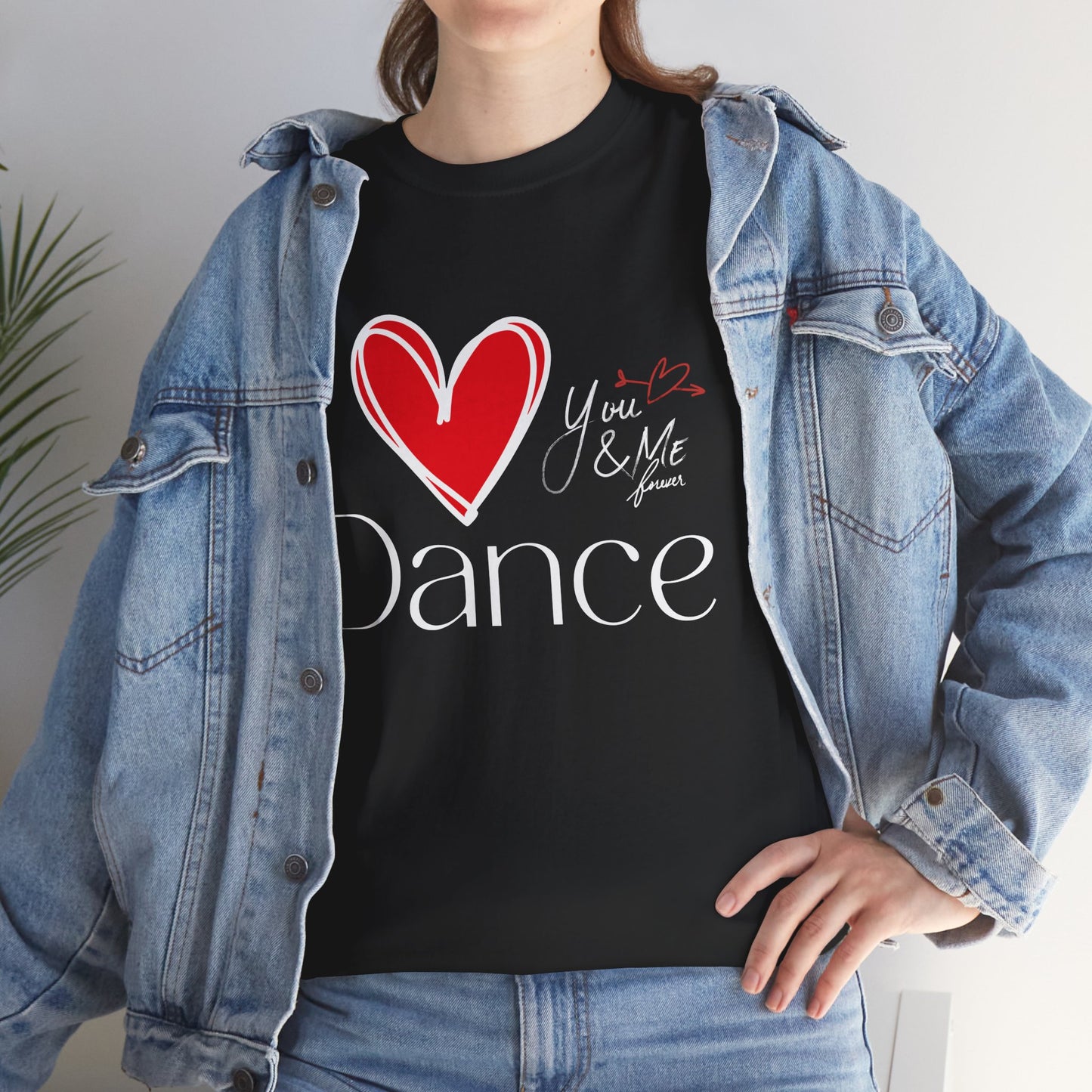 "I Love Dance" Unisex Heavy Cotton Tee – Hand-Drawn Heart & Note Graphic Dance Lover T-Shirt