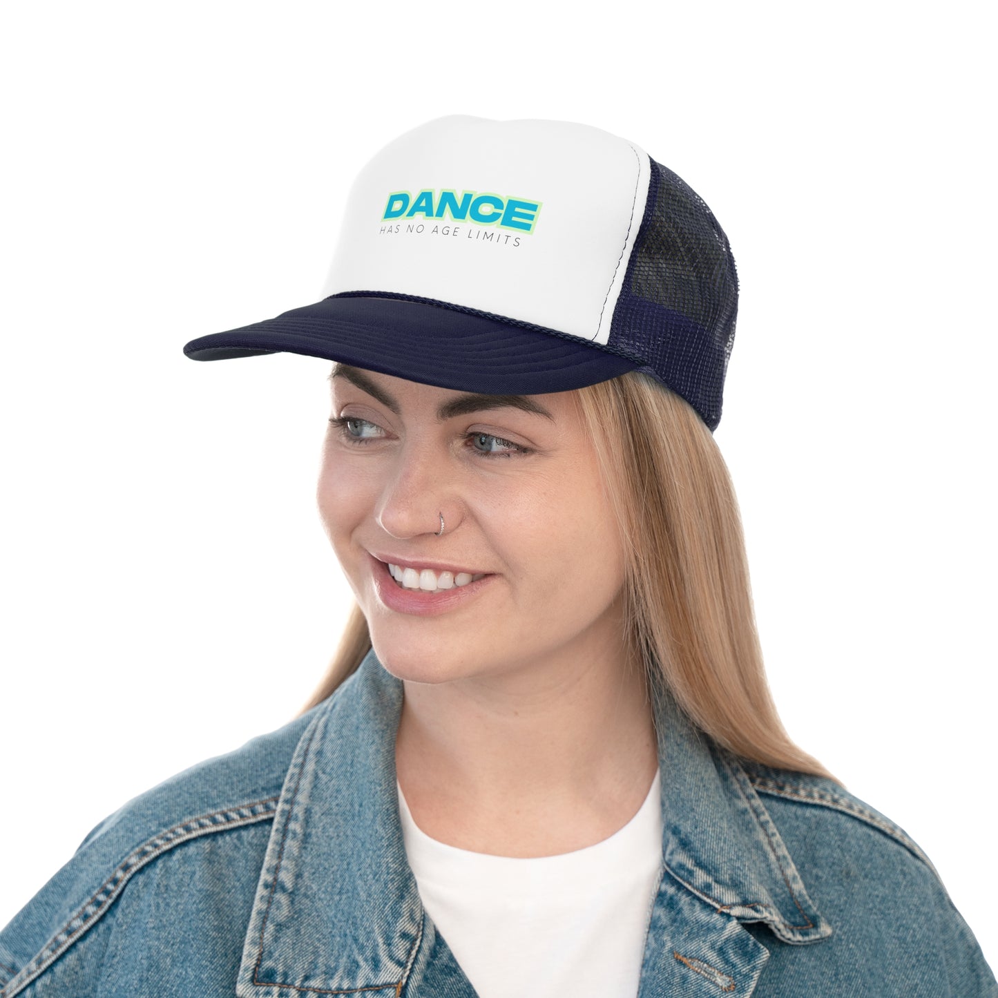 "Dance Has No Age Limits" Unisex Trucker Hat – Colorful Dance Quote Cap for All Ages, Dancers, and Movement Lovers