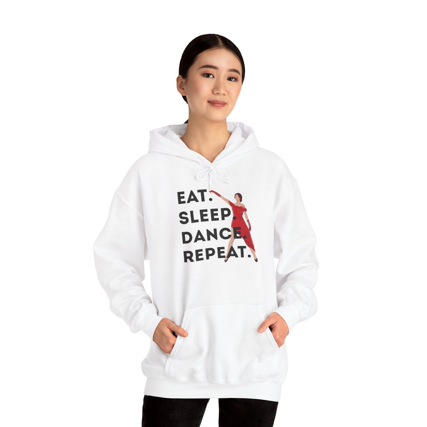 "Eat Sleep Dance Repeat" Unisex Dance Hoodie – Bold Graphic Sweatshirt for Dancers