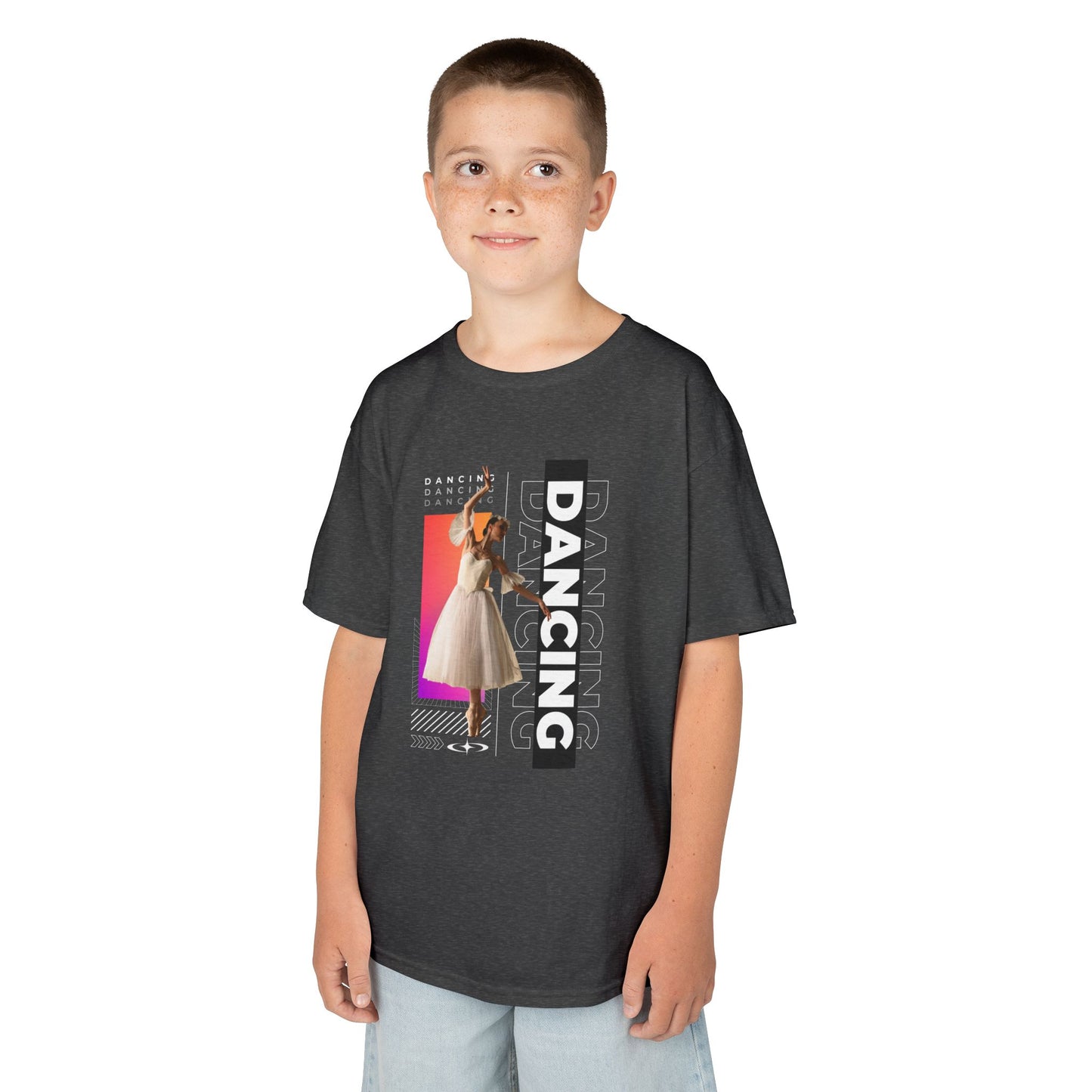 “Dancing” Youth Short Sleeve T-Shirt – Streetwear-Inspired Female Dancer Graphic – Trendy Kids Dance T-Shirt for Girls