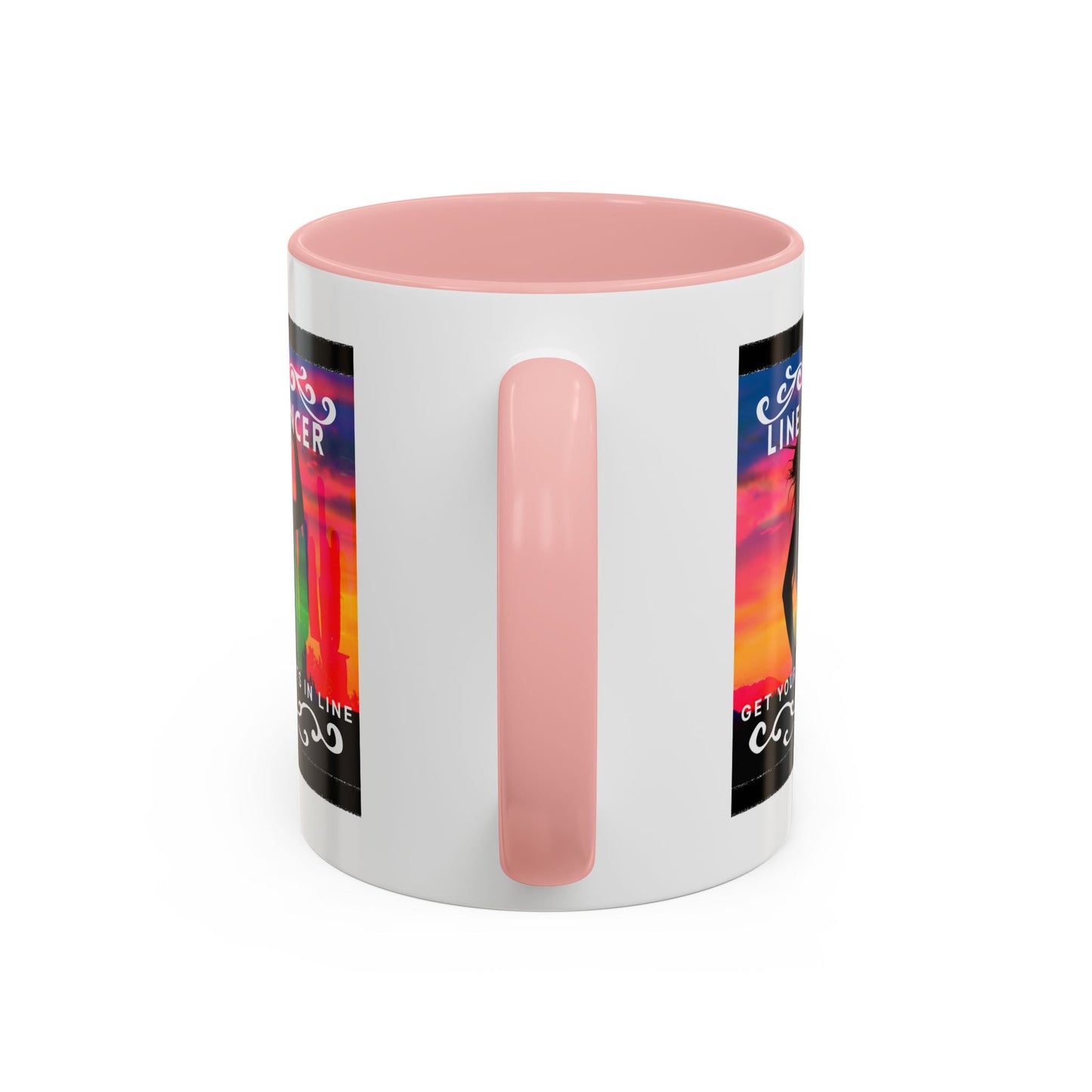 "Line Dancer" Accent Coffee Mug – Cute Cowgirl Graphic Ceramic Mug for Country Dance Lovers