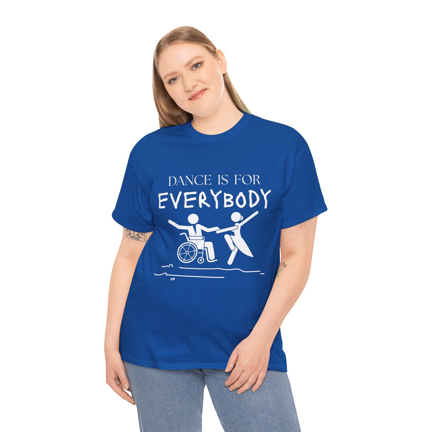 “Dance Is for Everybody” Inclusive Dance T-Shirt – Unisex Heavy Cotton Tee with Optional Back Personalization (Name or Studio)