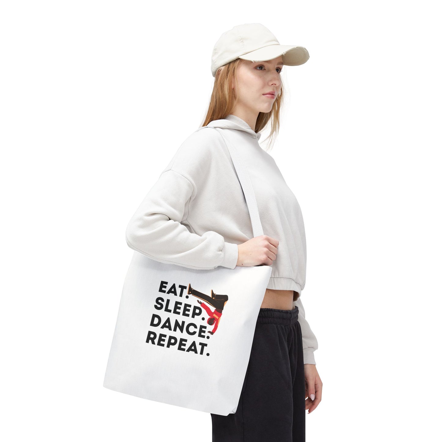 "Eat Sleep Dance Repeat" B-Boy Canvas Tote Bag – Hip-Hop Dancer Graphic Dance Tote for Everyday Use