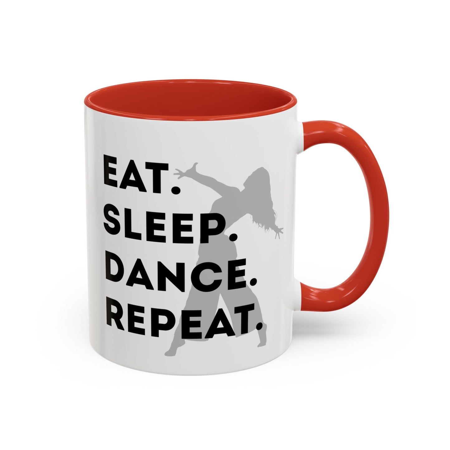 "Eat Sleep Dance Repeat" Accent Coffee Mug – Gray Dancer Graphic Ceramic Mug for Dance Lovers