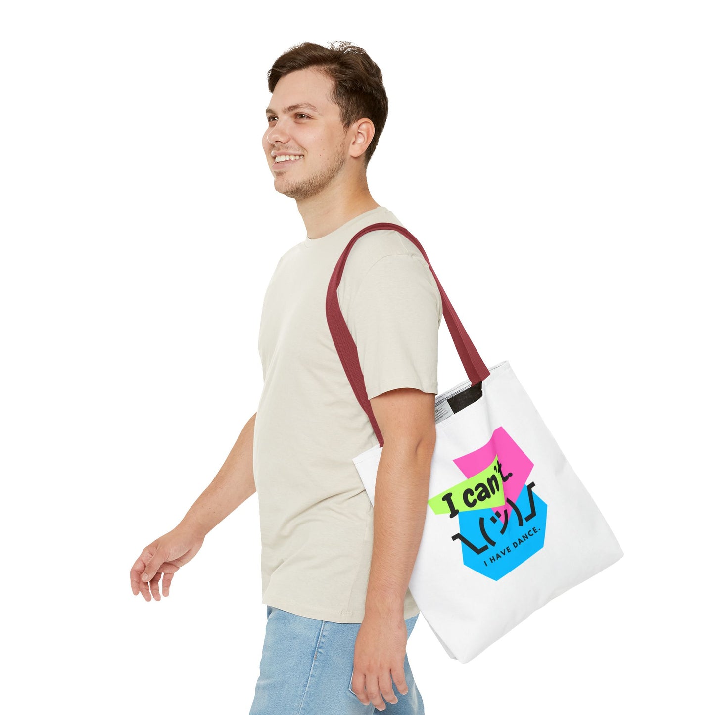 "I Can't. I Have Dance." – 80s Retro Emoji Canvas Tote Bag for Dancers | Funny Dance Quote Reusable Shoulder Bag
