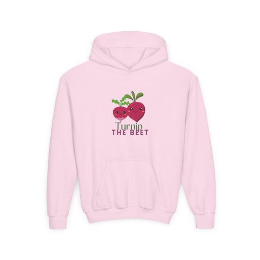 "Turnip the Beet" Youth Hooded Sweatshirt – Cute Vegetable Dance Pun Graphic Hoodie for Kids and Teens