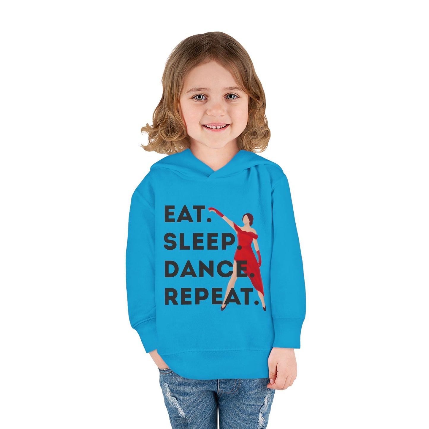 "Eat Sleep Dance Repeat" Toddler Dance Hoodie – Bold Dancer Graphic Fleece Pullover for Kids