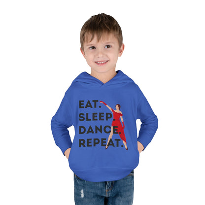"Eat Sleep Dance Repeat" Toddler Dance Hoodie – Bold Dancer Graphic Fleece Pullover for Kids