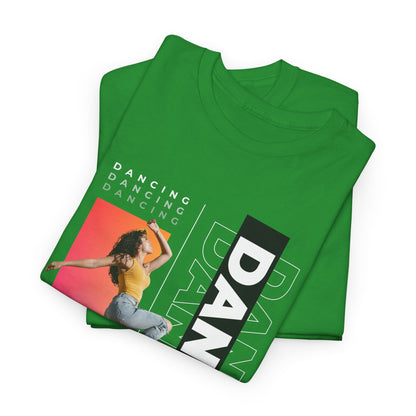 “Dancing” Streetwear-Inspired Female Dancer Unisex Heavy Cotton Tee – Urban Dance Graphic T-Shirt for Performers and Dance Lovers