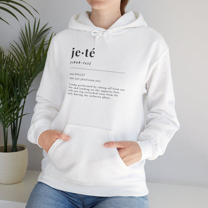 "Jeté" Definition Unisex Hoodie – Ballet-Themed Hoodie for Teens and Adults with Dance Term Definition and Personalized Sleeve Option