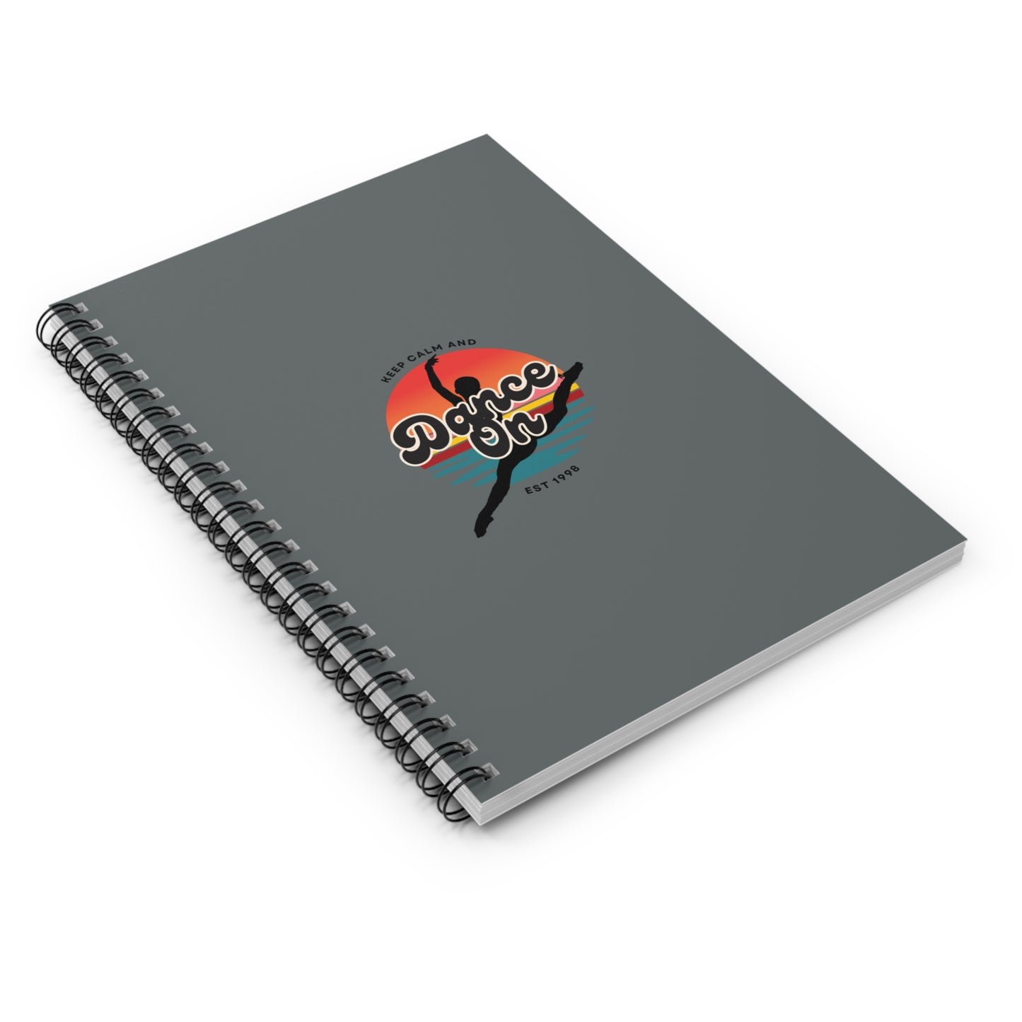 "Keep Calm and Dance On" Spiral Notebook – Retro Dance Journal with Colorful Graphic for Dancers, Students & Creative Writers