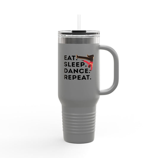 "Eat Sleep Dance Repeat" 40oz Insulated Travel Mug – Bold B-Boy Graphic, Stainless Steel Tumbler for Dancers & Street Style Fans