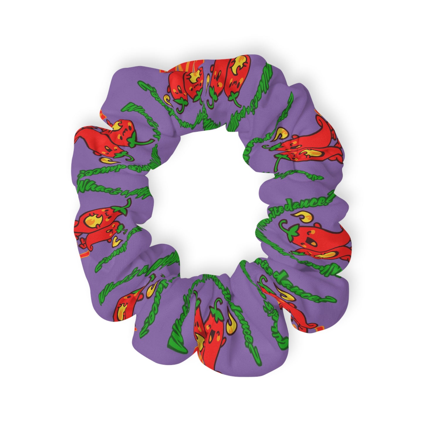 “What's a Pepper's Favorite Dance? Salsa!” Scrunchie – Funny Dance Pun Hair Accessory with Cute Pepper Graphic