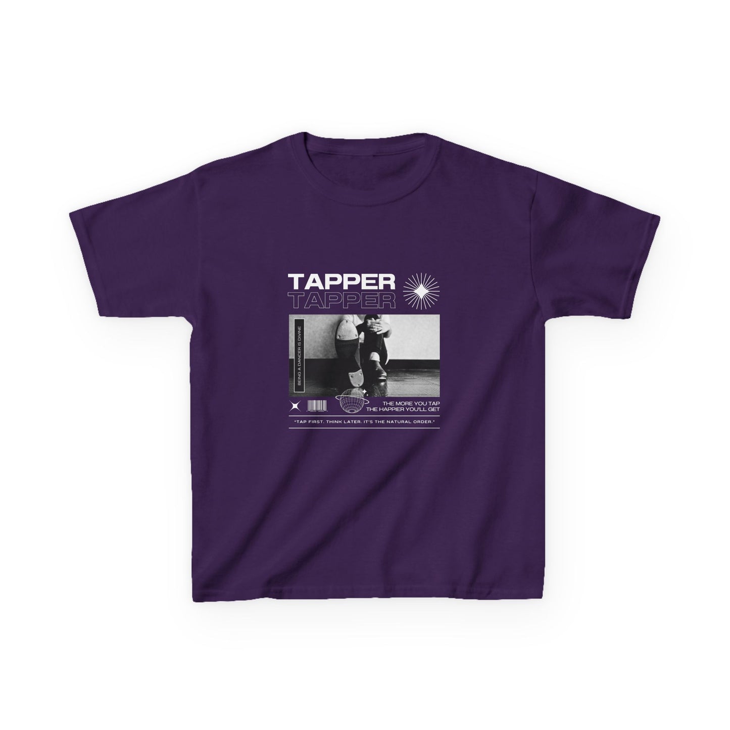 “Tapper” Youth Short Sleeve Tee – Streetwear-Inspired Tap Dance T-Shirt with Tap Shoes Graphic