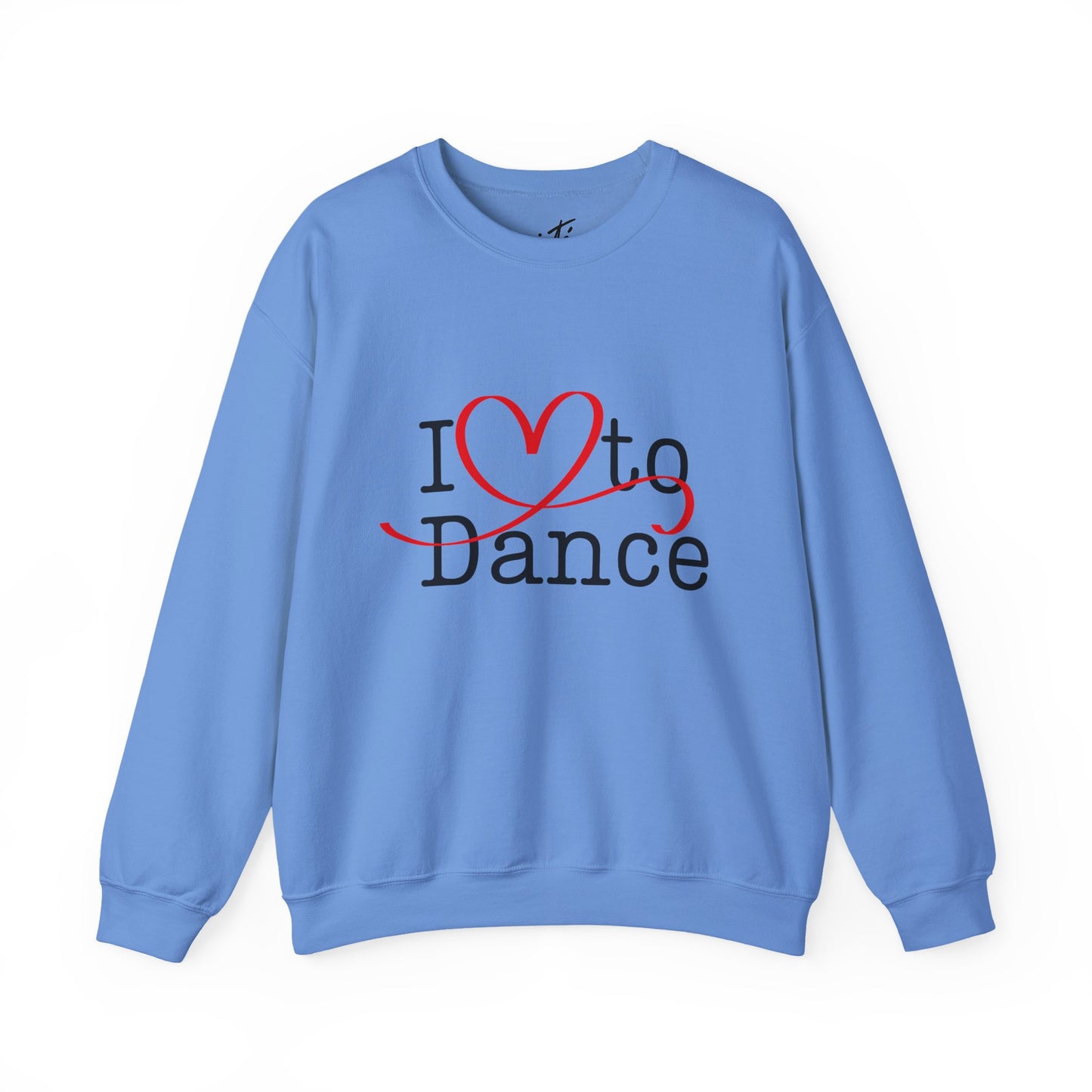 "I Love to Dance" Unisex Crewneck Sweatshirt – Dance Lover Gift with Hand-Drawn Heart Graphic
