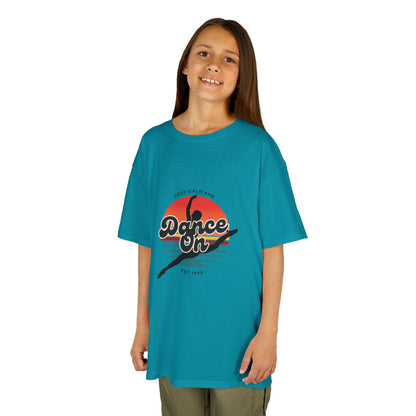 "Keep Calm and Dance On" Youth Short Sleeve Tee – Retro Graphic Dance Shirt for Kids and Young Performers