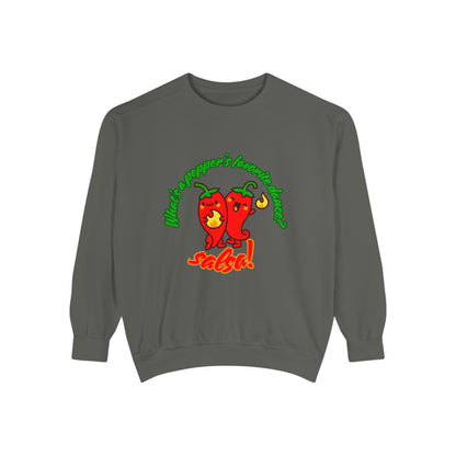 "What's a Pepper's Favorite Dance? Salsa!" Unisex Lightweight Crewneck Sweatshirt – Fun Dance Pun Pullover with Cute Pepper Graphic for Dancers & Food Lovers