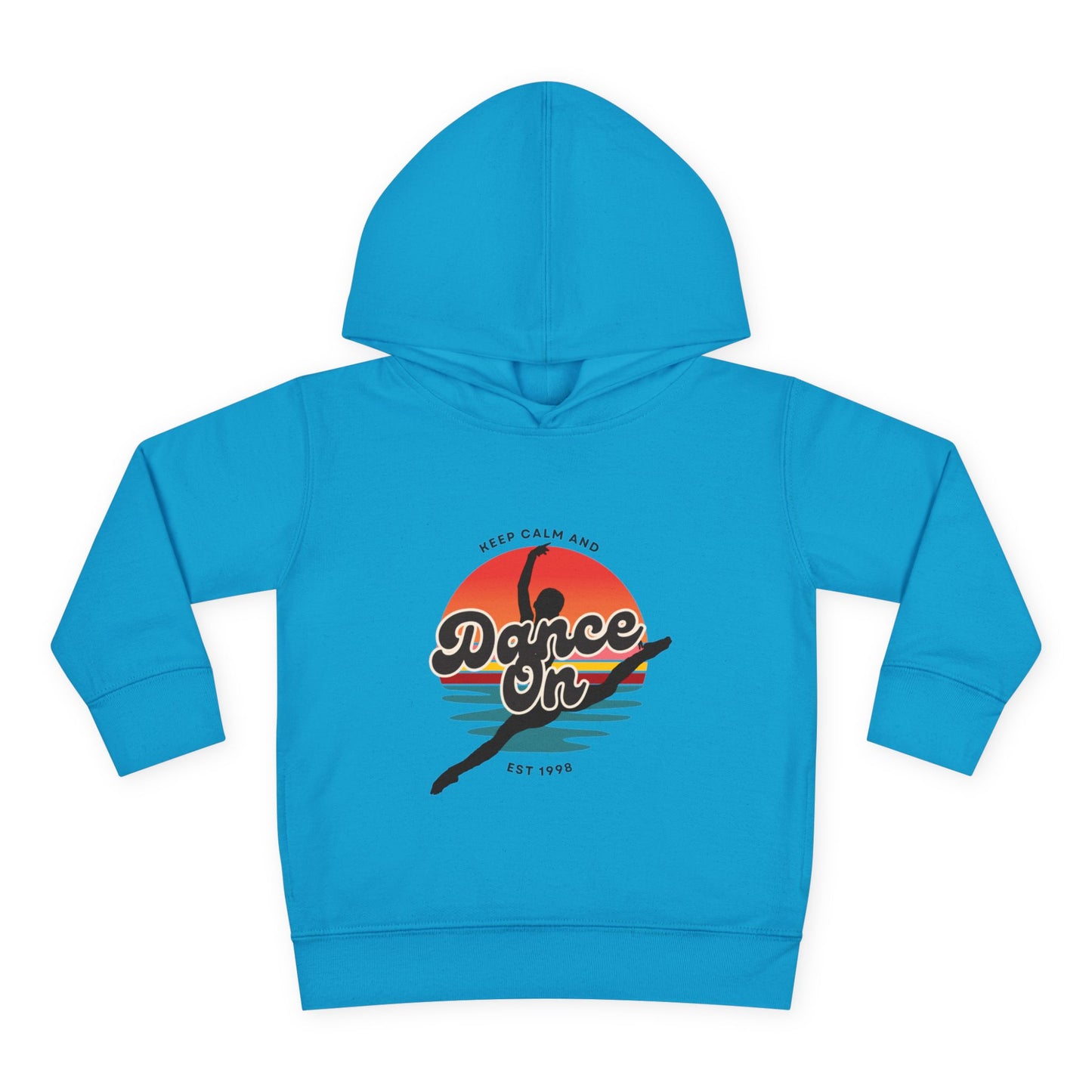 “Keep Calm and Dance On” Toddler Fleece Hoodie – Retro Dancer Graphic Sweatshirt for Little Movers