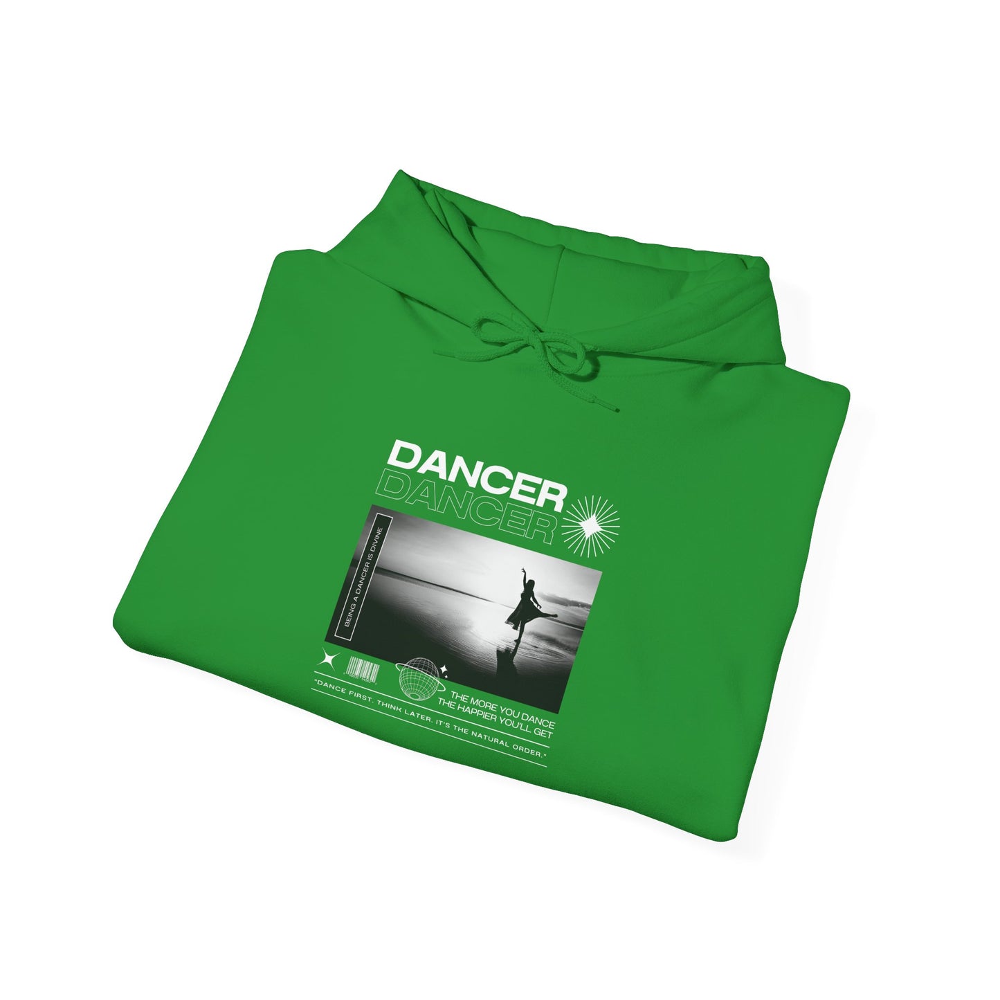 “Dancer” Arabesque on the Beach Graphic | Streetwear-Inspired Dance Hoodie for Ballet & Beach Lovers - Unisex Heavy Blend™ Hoodie