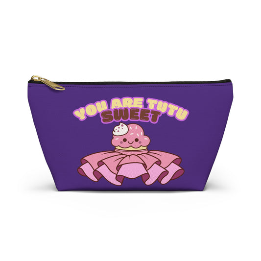 "You Are Tutu Sweet" Accessory Pouch & Makeup Bag – Kawaii Cupcake with Tutu Graphic