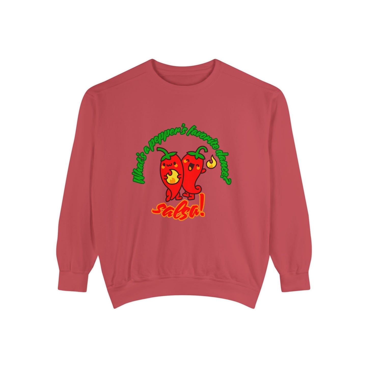 "What's a Pepper's Favorite Dance? Salsa!" Unisex Lightweight Crewneck Sweatshirt – Fun Dance Pun Pullover with Cute Pepper Graphic for Dancers & Food Lovers