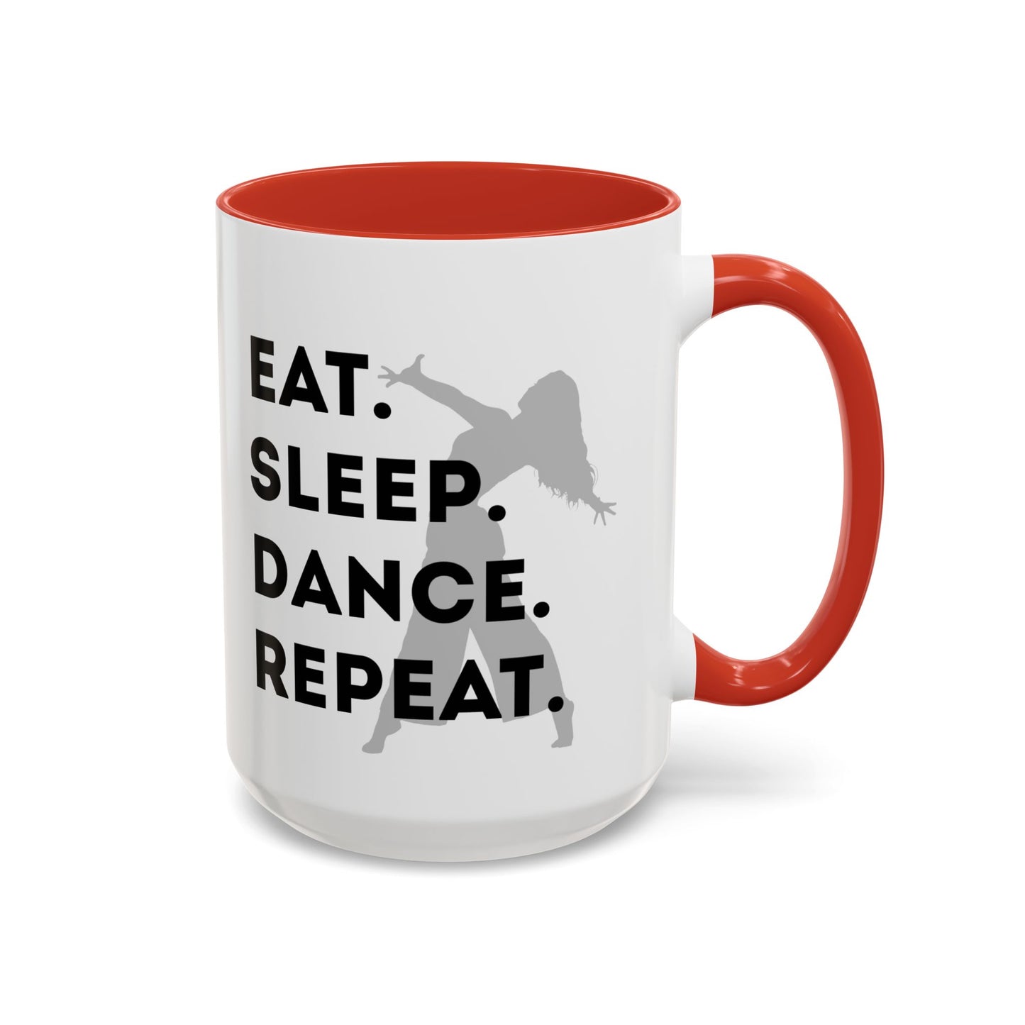 "Eat Sleep Dance Repeat" Accent Coffee Mug – Gray Dancer Graphic Ceramic Mug for Dance Lovers