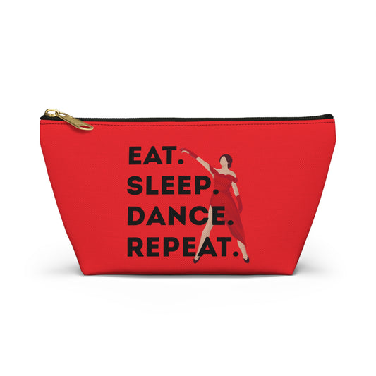 “Eat Sleep Dance Repeat” Makeup Bag – Bold Dancer Graphic – Dance-Themed Zipper Pouch for Cosmetics, Accessories & Travel Essentials
