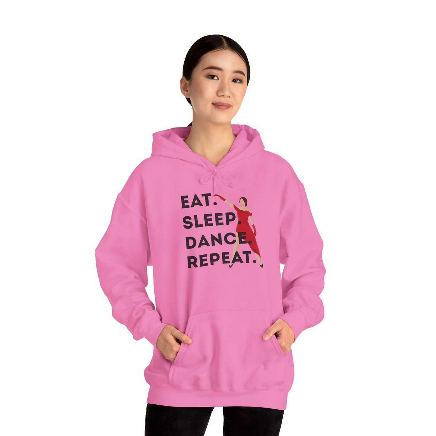 "Eat Sleep Dance Repeat" Unisex Dance Hoodie – Bold Graphic Sweatshirt for Dancers