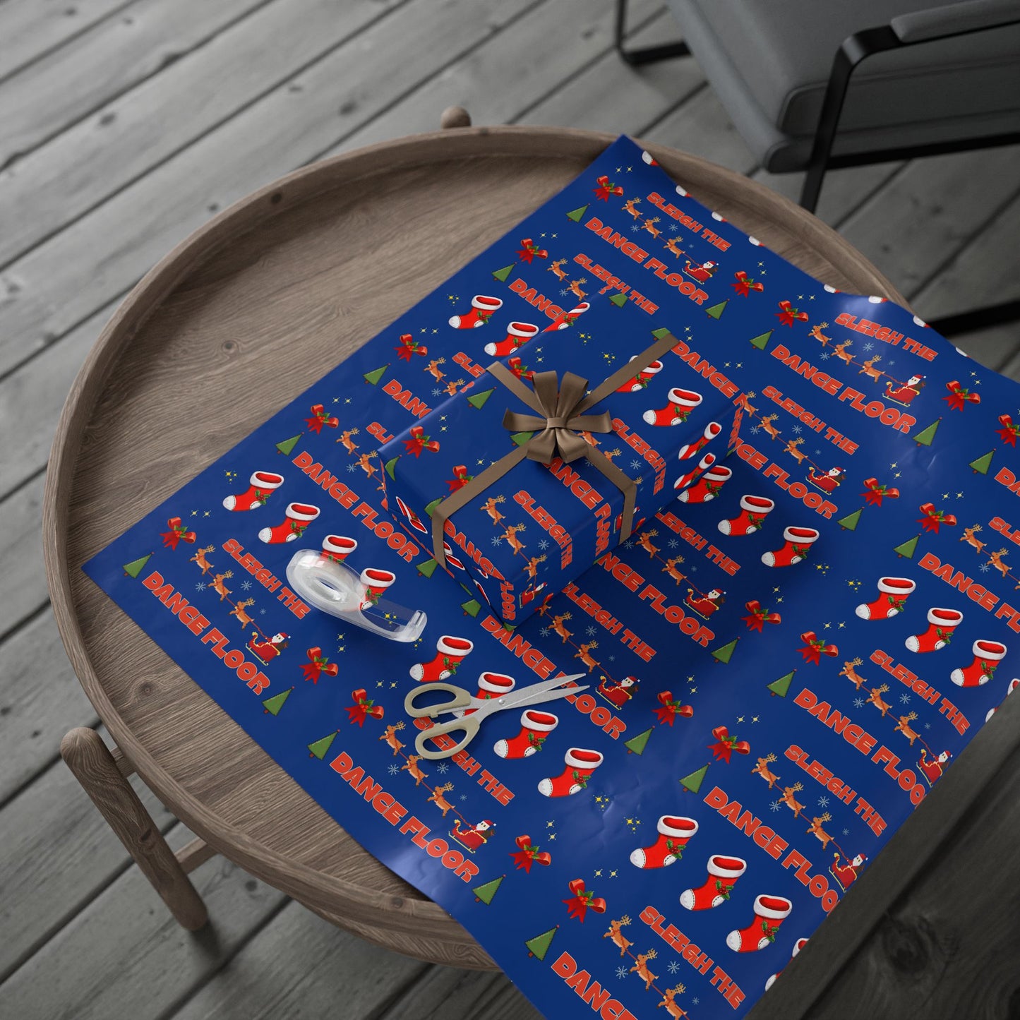 “Sleigh the Dance Floor” Christmas Wrapping Paper – Cute Retro Video Game–Style Holiday Gift Wrap for Dancers, Perfect for Dance Studios & Ballet Lovers