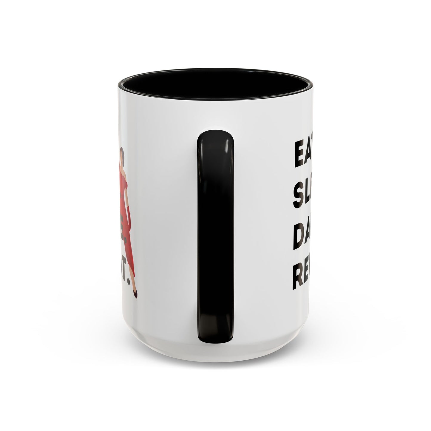"Eat Sleep Dance Repeat" Accent Coffee Mug – Bold Dancer Graphic Ceramic Mug for Dance Lovers