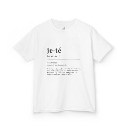 Jeté Definition Youth Short Sleeve Tee – Ballet Term Graphic Dance T-Shirt for Kids & Teens, Personalized with Name or Studio