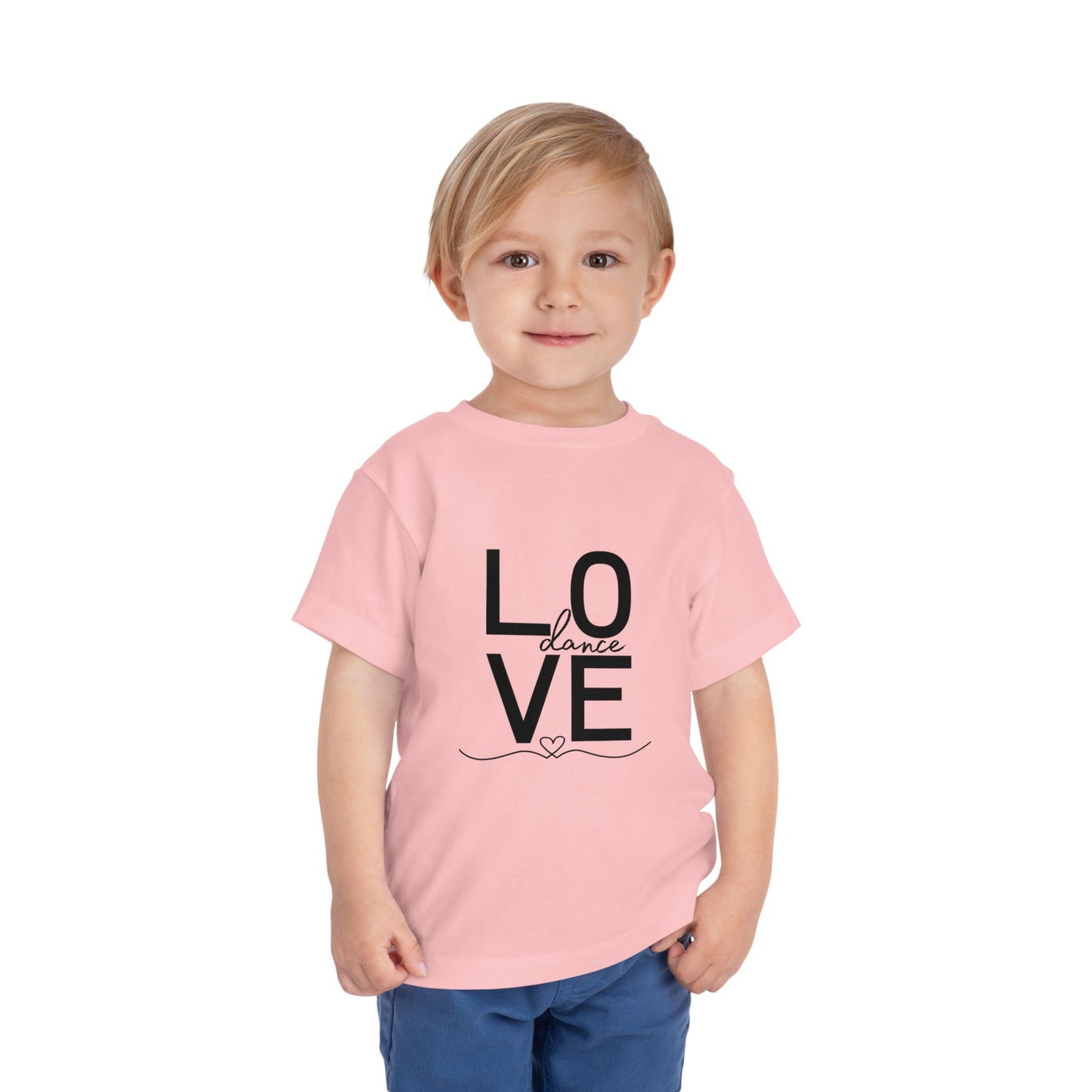 "LOVE Dance" Toddler Short Sleeve Tee – Script Letter Graphic Dance Lover T-Shirt