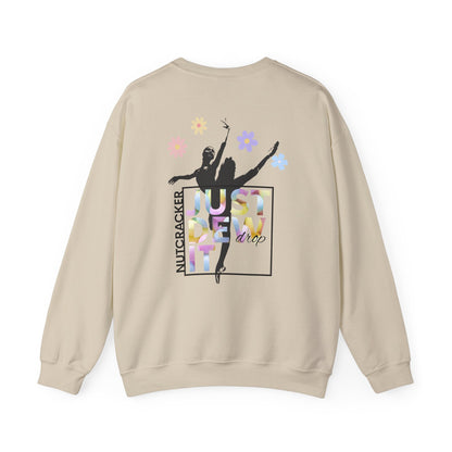 “Just Dew Drop It” Back Print ADULT Sweatshirt + “Nutcracker 2025” Front – Unisex Heavy Blend Crewneck | Ballet Dewdrop Fairy Holiday Dance Apparel