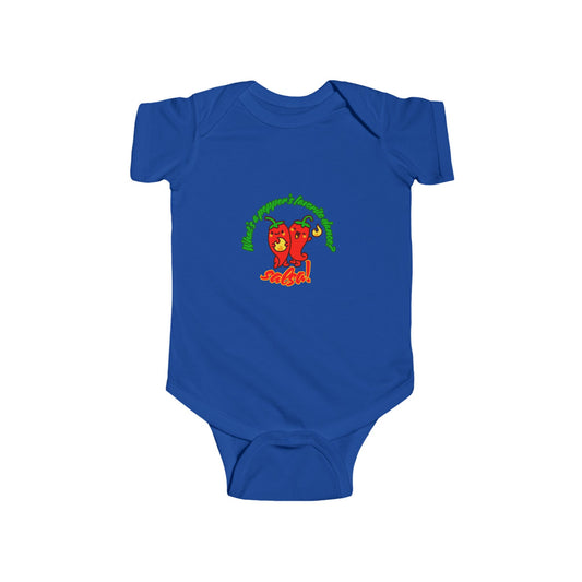 "What's a Pepper's Favorite Dance? Salsa!" Infant Short Sleeve Bodysuit – Cute Dance Pun Graphic Baby Outfit for Jeté Dance Fans