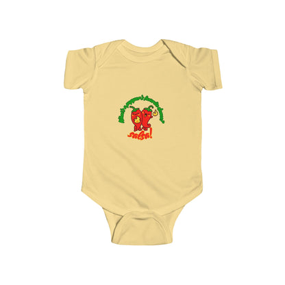 "What's a Pepper's Favorite Dance? Salsa!" Infant Short Sleeve Bodysuit – Cute Dance Pun Graphic Baby Outfit for Jeté Dance Fans
