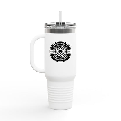 "Jeté Competition Team" 40oz Insulated Travel Mug – Collegiate Dance Emblem Tumbler with “Always Keep Dancing” Quote – Stainless Steel Travel Cup for Dancers, Coaches & Dance Moms