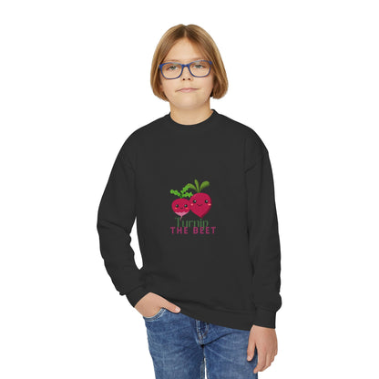 "Turnip the Beet" Youth Crewneck Dance Sweatshirt – Cute Veggie Graphic Pullover for Dancers & Kids 🥕🩰🌈