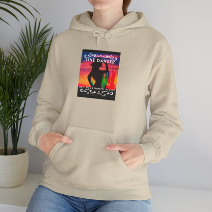 "Line Dancer, Get Your Boots in Line" Western-Inspired Graphic – Unisex Heavy Blend™ Hooded Sweatshirt
