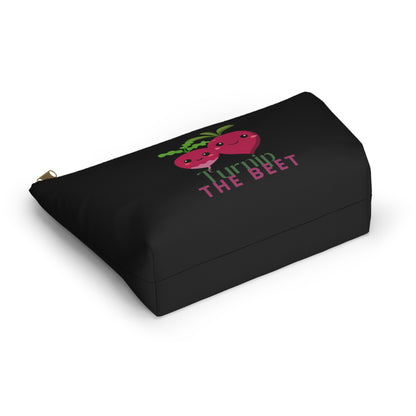 "Turnip the Beet" Makeup Bag – Cute Vegetable Dance Pun Graphic – Fun Dance-Themed Zipper Pouch for Cosmetics, Accessories & Gifts