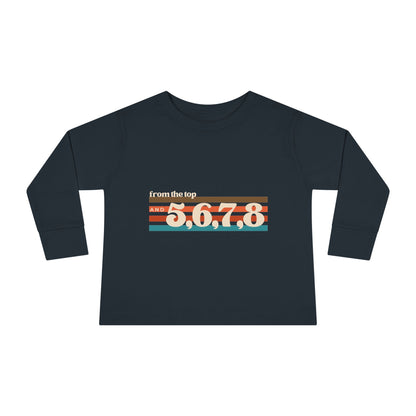 "From the Top and 5, 6, 7, 8" Toddler Dance T-Shirt – Retro Choreography-Inspired Long Sleeve Tee for Kids