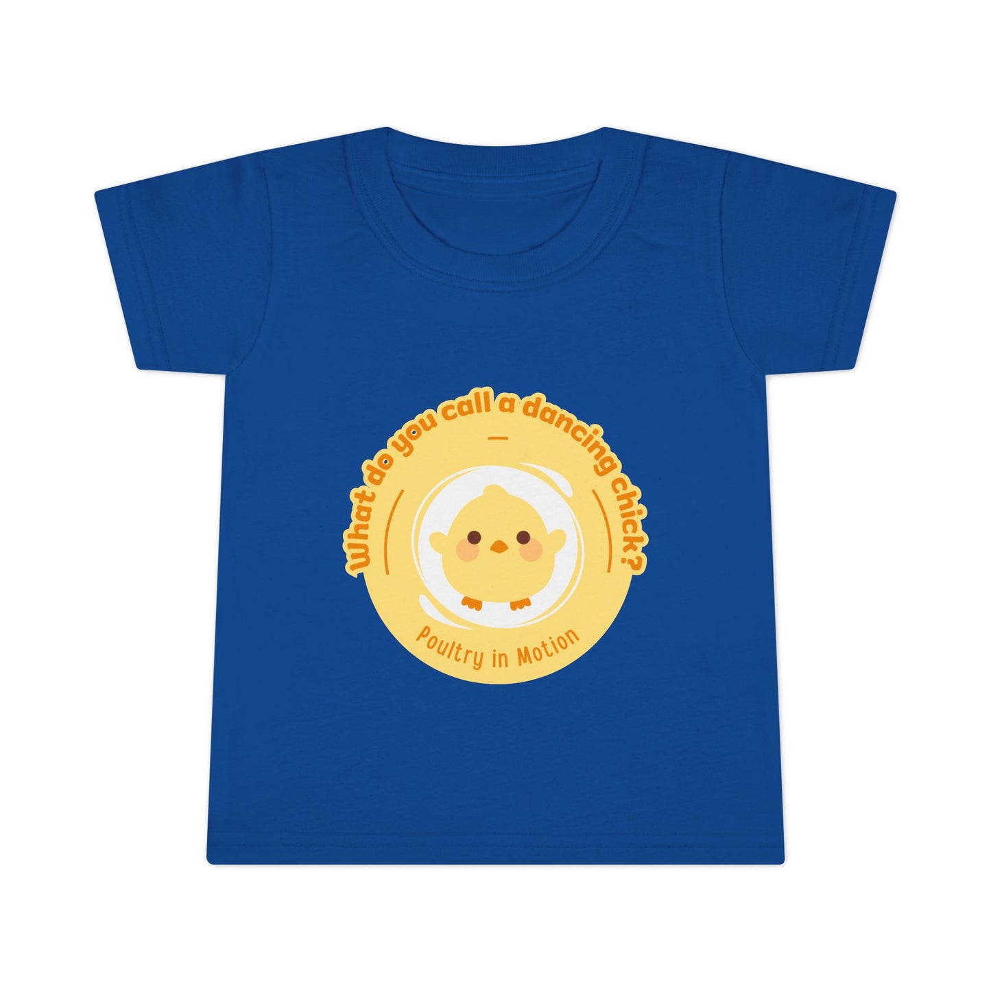 "What Do You Call a Dancing Chick? Poultry in Motion" Toddler Dance T-Shirt – Cute Chicken Graphic Short Sleeve Tee for Kids