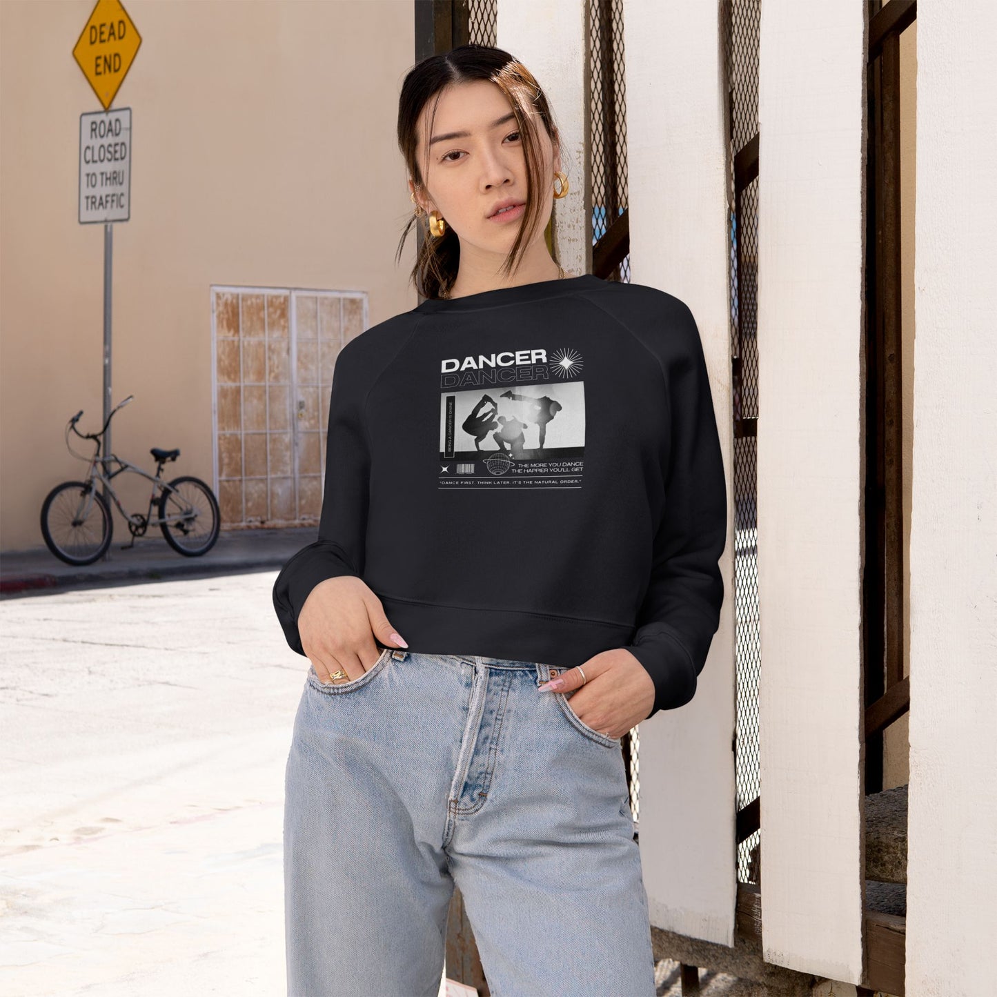 “Dancer” Breakdancer Streetwear Graphic | Hip-Hop Dance Sweatshirt for Dancers & Enthusiasts - Women’s Cropped Sweatshirt