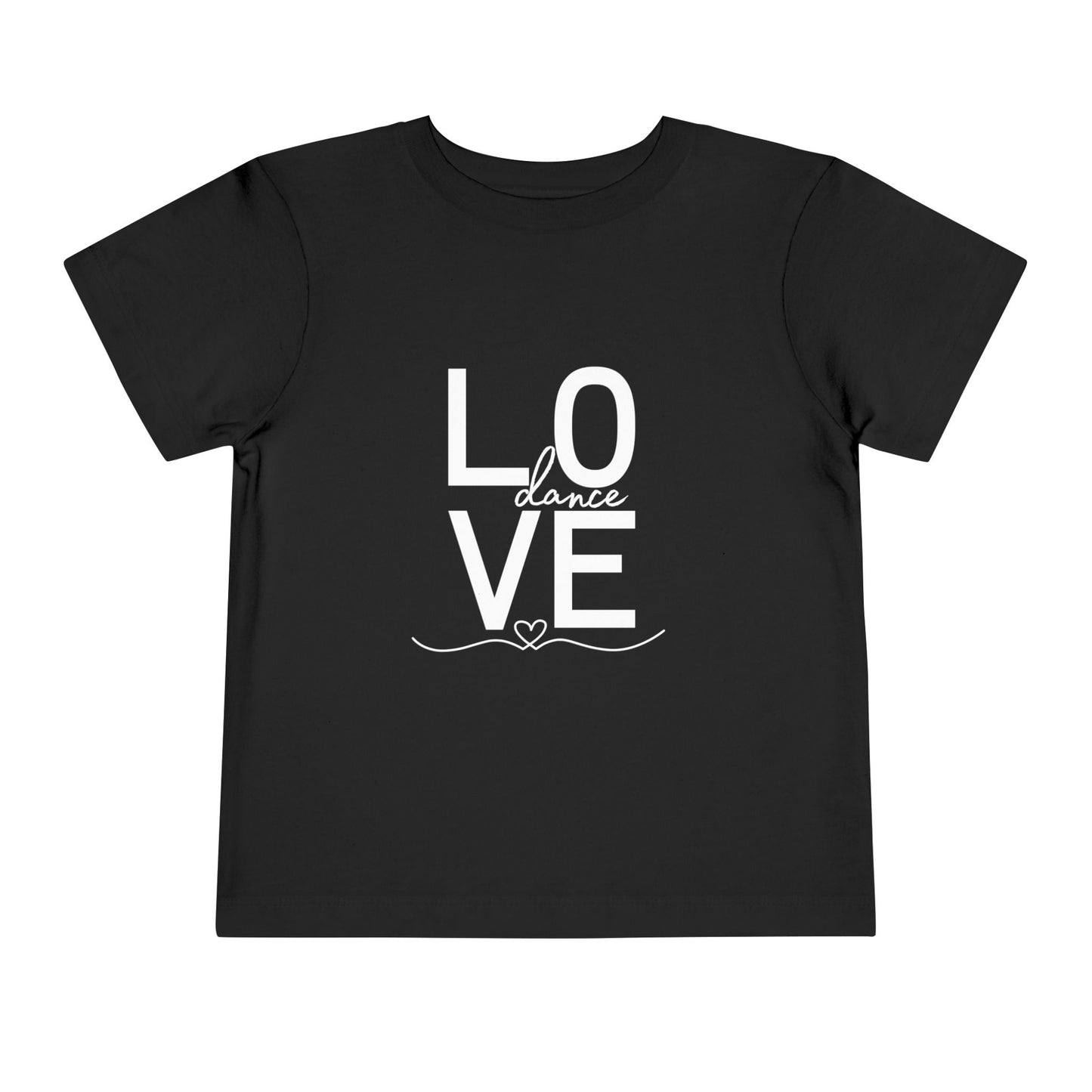 "LOVE Dance" Toddler Short Sleeve Tee – Script Letter Graphic Dance Lover T-Shirt