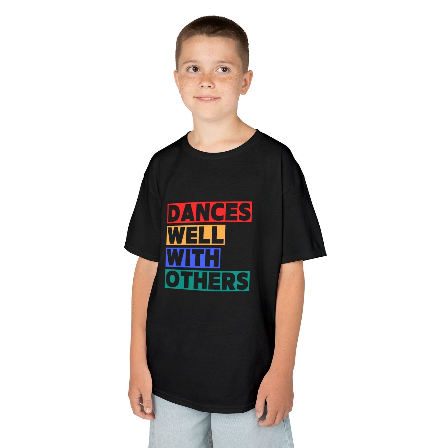 "Dances Well With Others" Kids Heavy Cotton™ Tee – Dance-Inspired Graphic Tee for Kids
