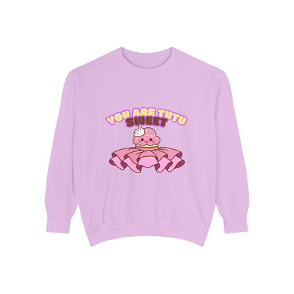 "You Are Tutu Sweet" Unisex Lightweight Crewneck Sweatshirt – Kawaii Cupcake in a Tutu Graphic Pullover for Ballet & Dance Lovers